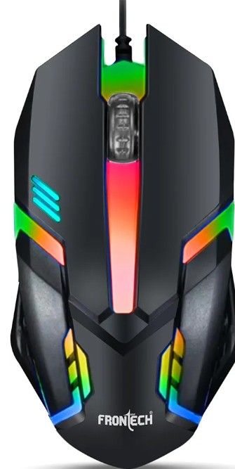 FRONTECH Wired USB Gaming Mouse | 3 Button Mouse| RGB Light| 1200 DPI | Scroll Wheel| Compact and Stylish Grip| USB Plug & Play (MS-0070, Black