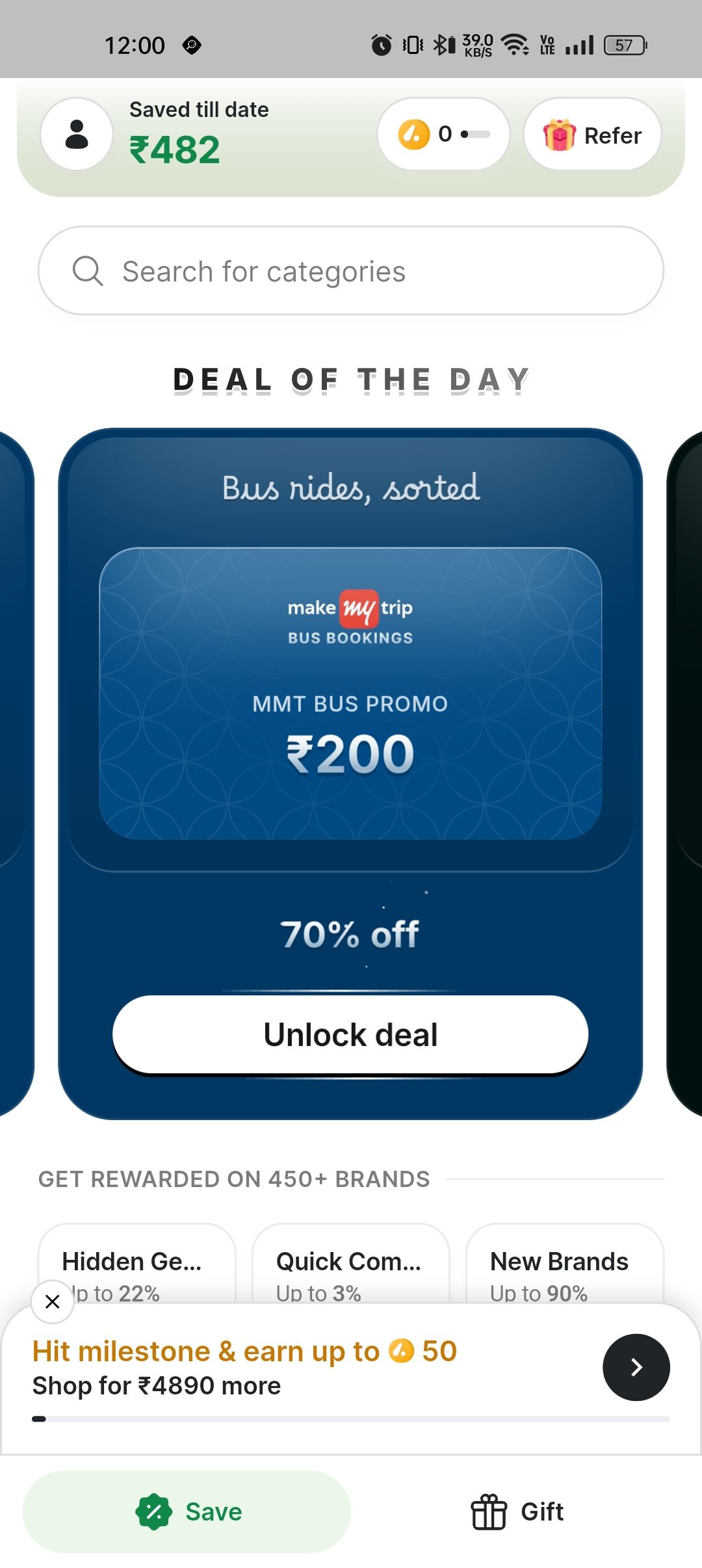 Hubble - 70% off Make my trip bus 200gv at Rs60