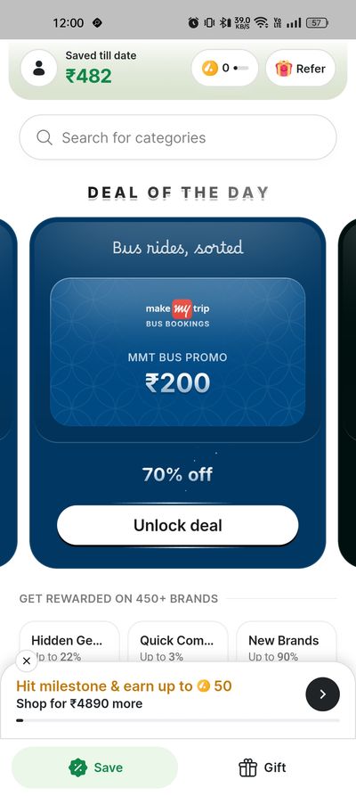 Hubble - 70% off Make my trip bus 200gv at Rs60