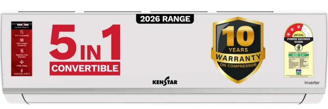 Kenstar 2026 Model 1.5Ton 3Star Split Inverter 5 in 1 Convertible AC