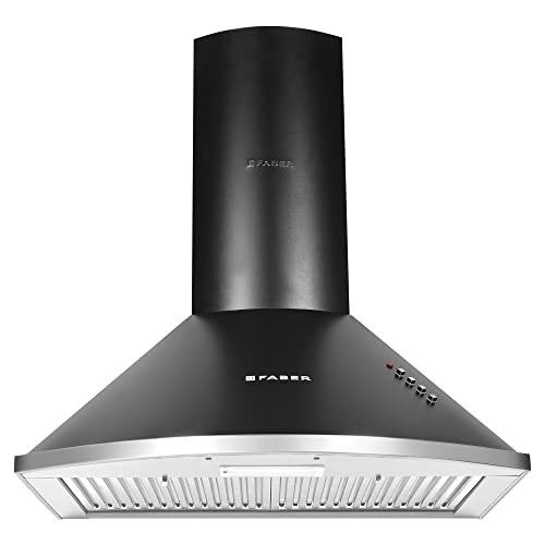 Faber 60 cm 1000 m³/hr Pyramid Kitchen Chimney || Baffle Filter || Push Button || 12 Years warranty on Motor|| Motor- 240 Watt || HOOD CLASS PRO PB BK LTW 60, Black
