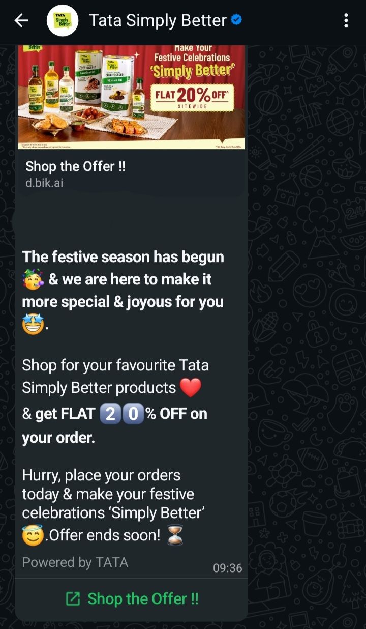 Tata simply better- Flat 20% off site wide on products