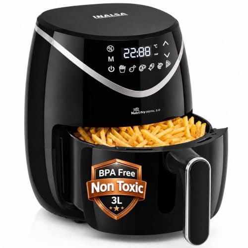 INALSA Air Fryer 3L, Non Toxic,Digital Air Fryer,Air Crisp Technology
