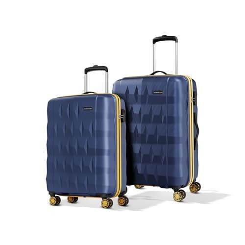 Aristocrat Comet Set of 2 (Cabin+Medium) Hard Case Trolley Bags, Blue | 8-Wheels, Durable Case, Spacious, Combination Lock, Sturdy Zipper, Lightweight Travel Luggage, 3-Year Global Warranty