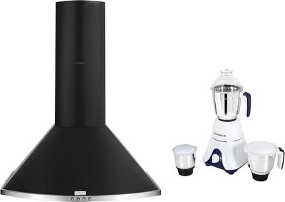 Faber 60 cm,3 way suction ,1095 m3/hr chimney with 3 Jar mixer grinder ( COMBO HOOD TENDER 3D PB BK 60+MIXER)