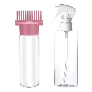 TEMPERIA Set of Hair Oil & Serum Applicator Comb Bottle for Scalp and Massager with Water Spray Bottle - Empty Dispenser Tool Applier for Head Oiling & Applying and Salon Hair Sprayer Bottle for Mist