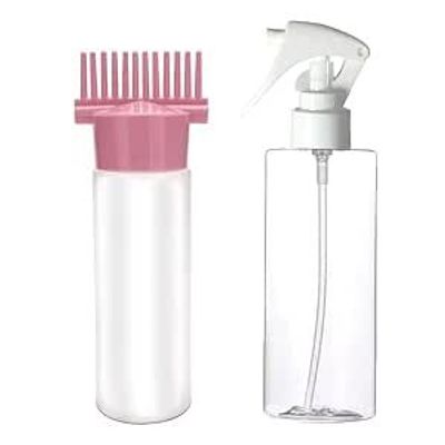 TEMPERIA Set of Hair Oil & Serum Applicator Comb Bottle for Scalp and Massager with Water Spray Bottle - Empty Dispenser Tool Applier for Head Oiling & Applying and Salon Hair Sprayer Bottle for Mist