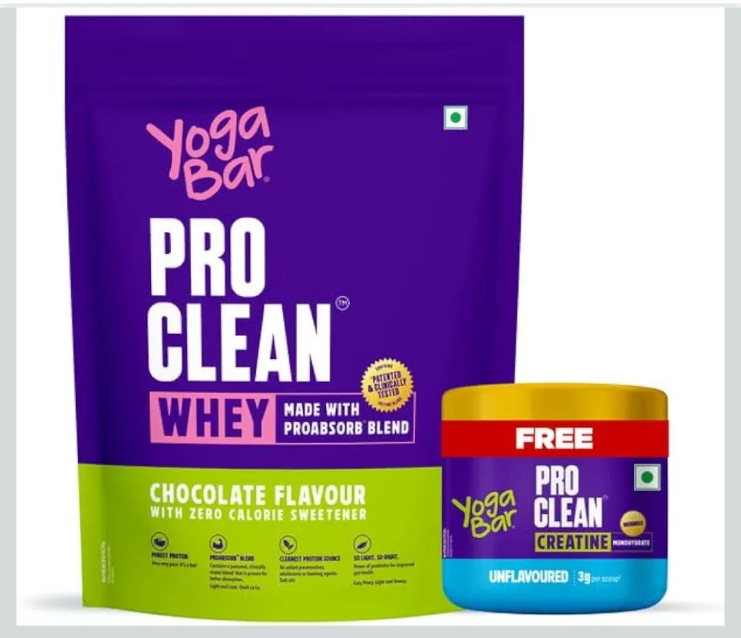 Yogabar Pro Clean Whey Protein Chocolate with Zero Calorie Sweetener | 907g + Free Creatine 100g