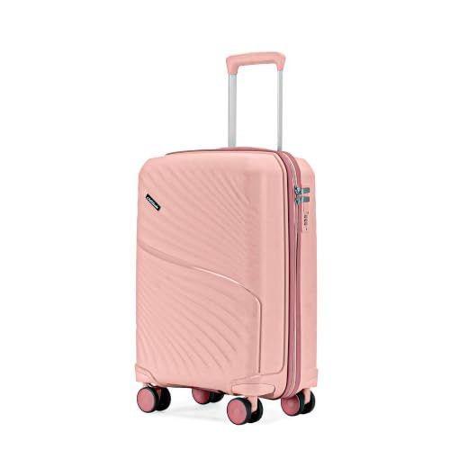 Meridian Cabin Suitcase 55 cm 20 inch Polypropylene Hard Trolley, 8 Spinner Wheels, Blossom Pink/Megenta Pink