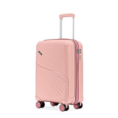 Meridian Cabin Suitcase 55 cm 20 inch Polypropylene Hard Trolley, 8 Spinner Wheels, Blossom Pink/Megenta Pink