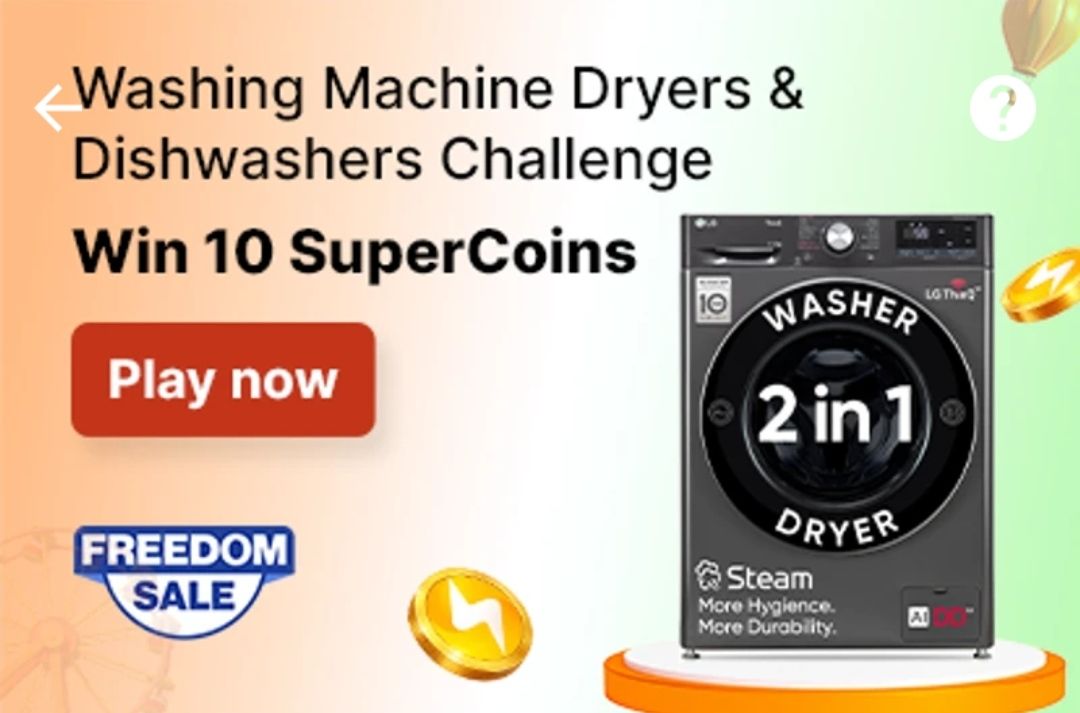 Washing machine challenge on flipkart win 10 supercoins