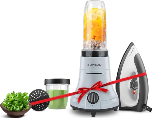 Longway Sage 500 Watt Juicer Mixer Grinder for Grinding, Mixing, Juicing with Powerful Motor & Kwid 1100 Watt Dry Iron (Gray & Black, 2 Jars, Combo Offer)