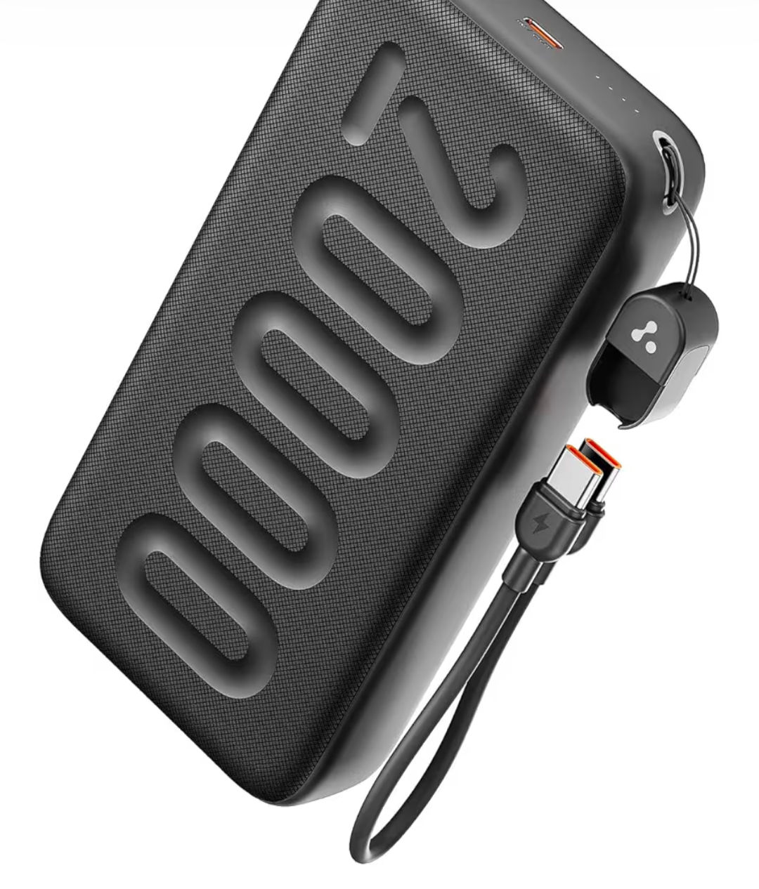 Ambrane 20000mAh Powerbank with in-Build Type C Cable, 22.5W Fast Charging, USB & Type C Output, Power Delivery