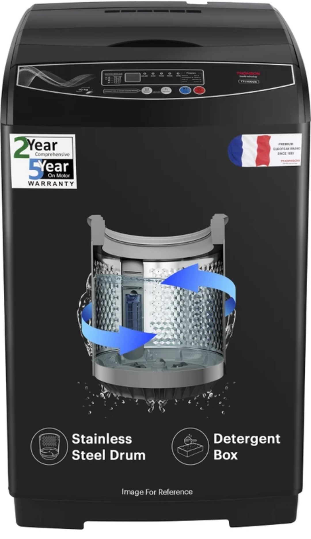 Thomson 10 kg PureWash with Stainless Steel Drum, Magic Filter and Multiple Wash Programs fully Automatic Top Load Grey (TTL1000S)