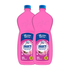 Lizol Shakti Disinfectant Surface Cleaner,& Floor, Bathroom, Kitchen,Tile, Not Phenyl Rose Fresh (2 x 900 ml)