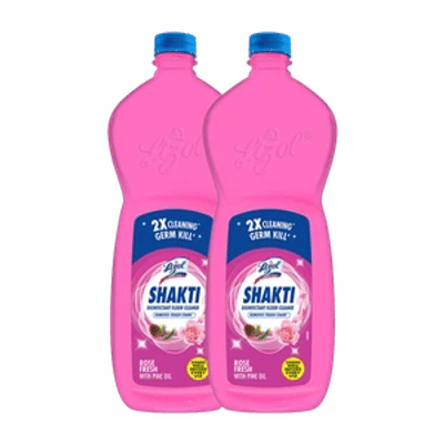 Lizol Shakti Disinfectant Surface Cleaner,& Floor, Bathroom, Kitchen,Tile, Not Phenyl Rose Fresh (2 x 900 ml)
