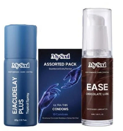 Blinkit: My Soul Adult Store Set - Ultra Thin Condoms, Delay Spray & Chocolate Lube