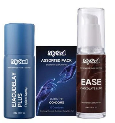 Blinkit: My Soul Adult Store Set - Ultra Thin Condoms, Delay Spray & Chocolate Lube