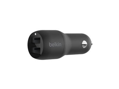 Belkin 24W Dual USB-A Fast Charge Car Charger Adapter. with 12W Pd from Each USB-A Ports Quick Charge All Compatible Devices (Mobiles, Tablets, Speakers and More), Black