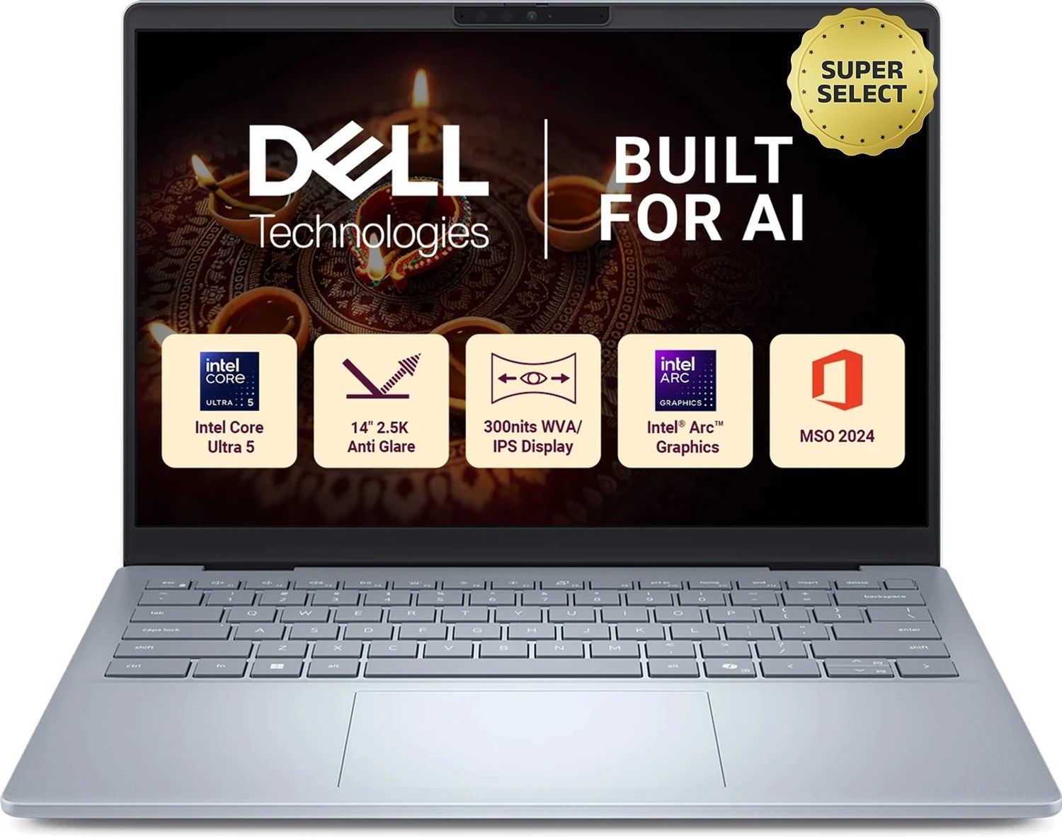 DELL 14 Plus Next Gen AI PC Microsoft Office Home 2024 Intel Core Ultra 5 226V - DB14250 Thin and Light Laptop (14 Inch, Ice Blue, 1.55 Kg, With MS Office)