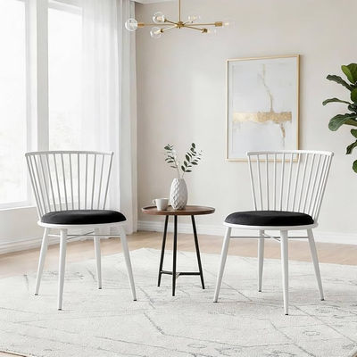 Lowest - Amazon Brand- Solimo Iron Chair with Cushioned Seat | Comfortable & Plush Seating | Rustic Finish | Durable Metal Frame | Ideal for Living Room, Dining & Bedroom | Set of 2
