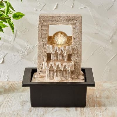 Home Centre Corsica Alpine Polyresin Zen Water Fountain with Rotating Ball - 20x17x26cm [Apply 30% Coupon]