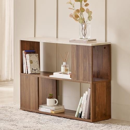 Home Centre | Addison 2-Tier Book Shelf | Engineered Wood | Brown | 1 Year Warranty