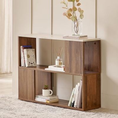 Home Centre | Addison 2-Tier Book Shelf | Engineered Wood | Brown | 1 Year Warranty