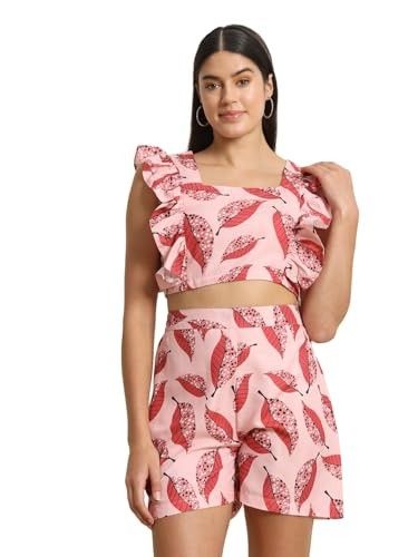 Womens 2-Piece Printed Coord Set | Crop Shrit & Skirt-Short Dress