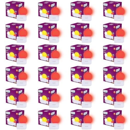Philips 0.5W LED Bulb Red | Joy Vision Plug-and-Play LED Night Lamp | Night Light for Bedrooms & Corridors | 2-Pin Socket | Energy Saving, Long Life | Pack of 24