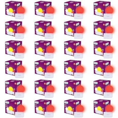 Philips 0.5W LED Bulb Red | Joy Vision Plug-and-Play LED Night Lamp | Night Light for Bedrooms & Corridors | 2-Pin Socket | Energy Saving, Long Life | Pack of 24