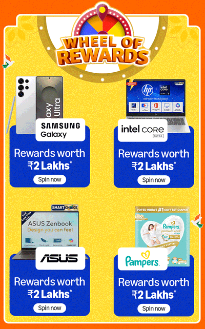 Great Freedom Sale Wheel of Rewards - Unlock Rewards up to Rs 2500 on Laptops