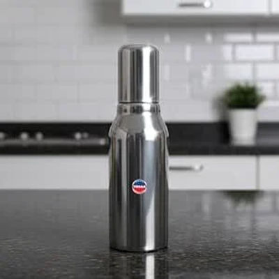 TOSAA Stainless Steel Oil can, Easy Flow Stainless Steel Oil Dispenser Bottle with Cap | Air-Tight Spill-Proof (350 ML)
