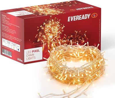 EVEREADY UTSAV, 33 FEET LED Pixel Lights, 46 LEDs, BIS Approved, High Brightness Home Decoration Ladi String Lights for Ganpati, Diwali, Christmas, Festivals, Warm White, Pack of 1