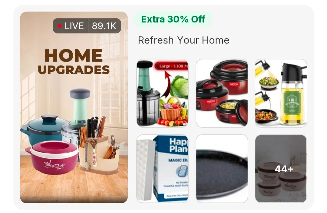 (liveshop) Flipkart - extra 30% off on home upgrades