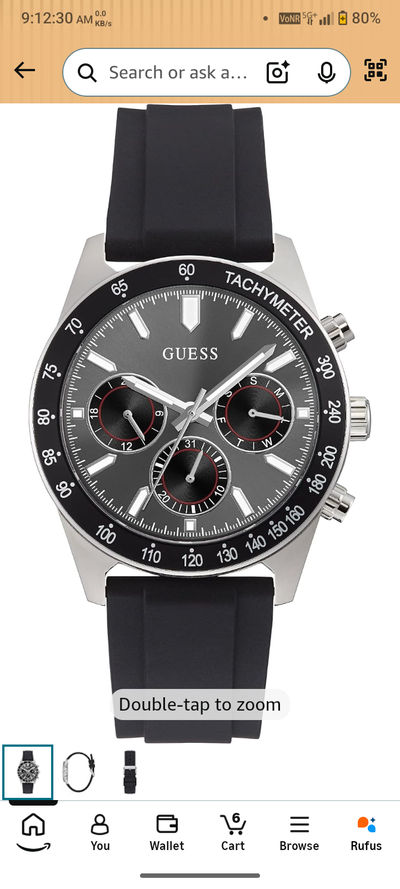 GUESS Altitude Analog Watch for man with Black Round Dial & Black Silicone Strap Band Water Resistant Men's Wrist Watches - GW0332G1