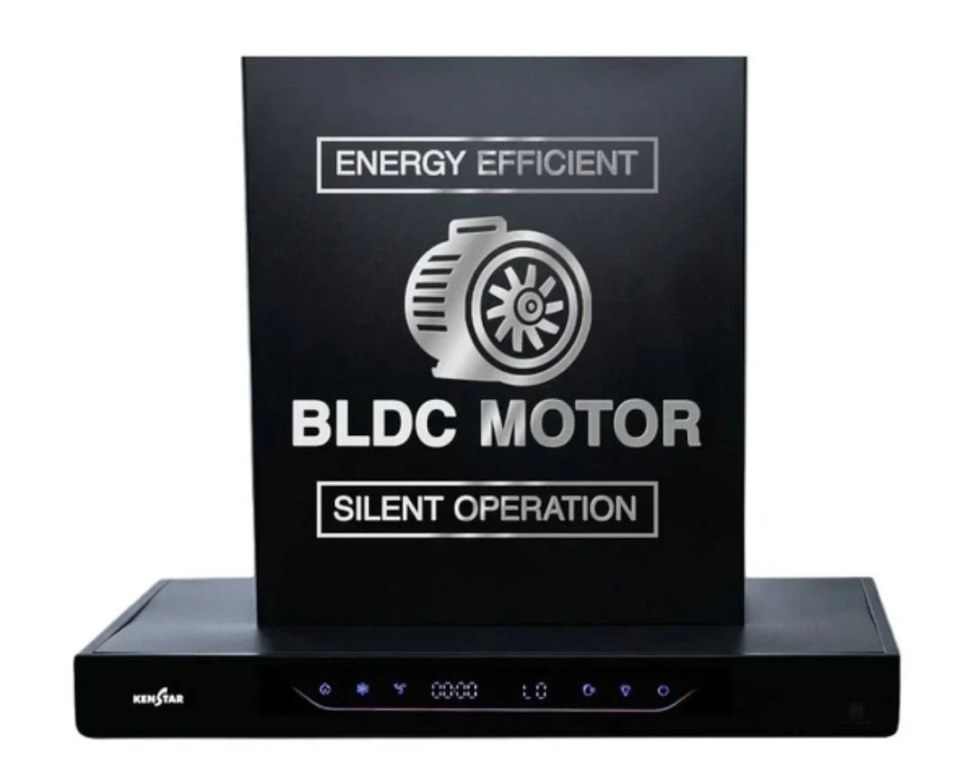 Kenstar AeroGlide BLDC T SHAPE 60CM 1500 CMH 60 cm Filterless Auto-clean Chimney With BLDC Motor 10 Speed Touch & Gesture Control Powerful Suction Low Noise Auto Clean Chimney (Wall Mounted, Black)