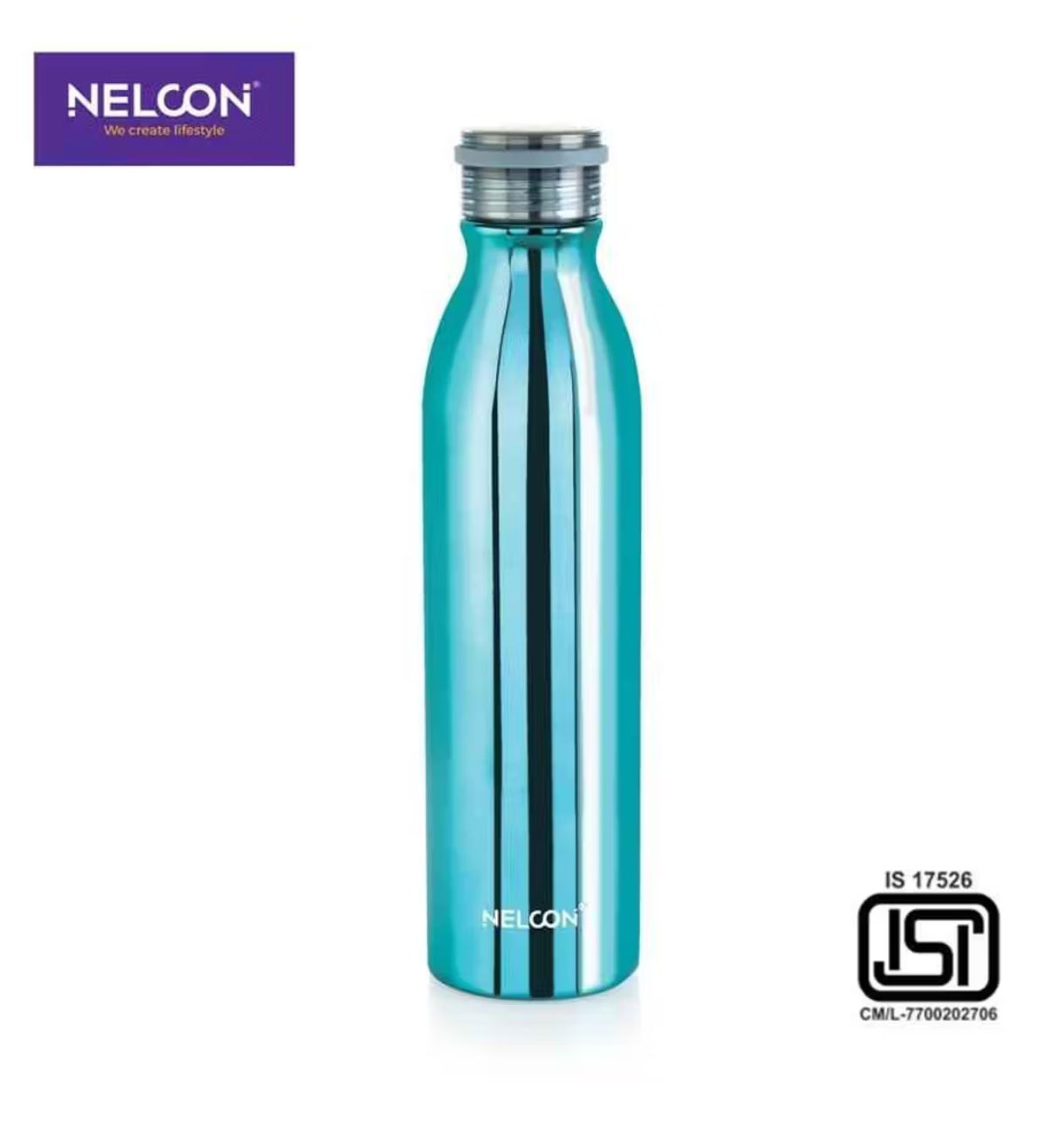 Zepto - Nelcon Stark Vacuum Flask SS Bottle | 1 L | School | Gym | ISI Certified | Blue