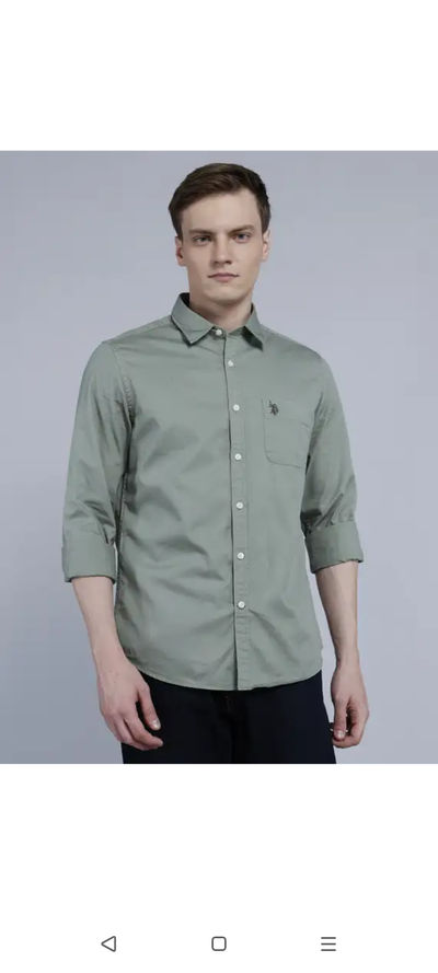 Take a look at this Men Regular Fit Solid Cut Away Collar Casual Shirt
