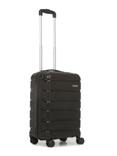 Teakwood Leathers Unisex Trolley Bag, Hard Cabin Trolley Small, 55 CM Polypropylene Trolley Bag for Travel, Lock System 360° 8 Rotating Wheel (S, Black)