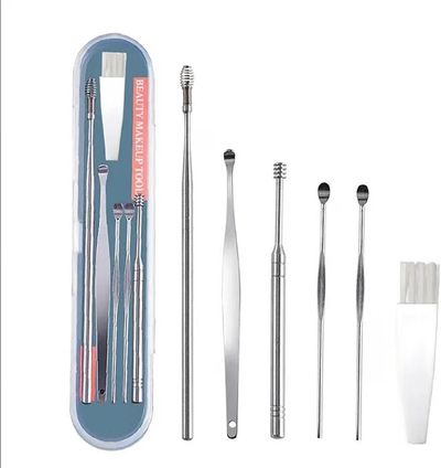 DME SALES Ear Cleaning Kit Steel Ear Cleaner Reusable Ear Wax Remover Tool Kit Set With Storage Box, 6 Pcs