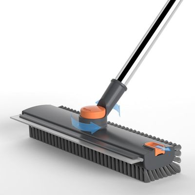 E-COSMOS® 3-in-1 Bathroom Cleaning Brush with Squeegee, 52" Adjustable Long Handle, 360° Rotating Scrub Brush for Tile, Floor, and Wall Cleaning - Heavy Duty