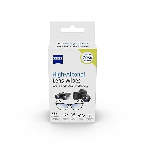 ZEISS Lens Wipes 20 Count- 70% Alcohol| Lens Cleaner - Perfect for Spectacles, Eyeglasses, Sunglasses, Camera Lenses, Binoculars and All Other Lenses