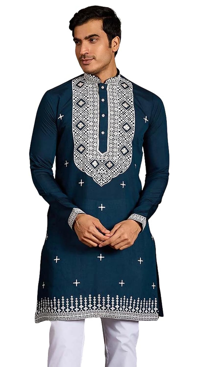 Kalaanj Men's Embroidered Silk Kurta || Only Kurta (03-MK)