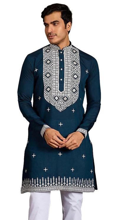 Kalaanj Men's Embroidered Silk Kurta || Only Kurta (03-MK)