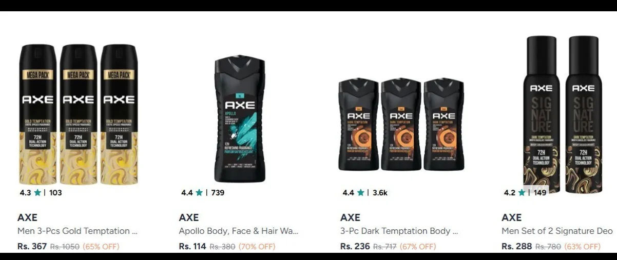 Grab deal axe body sprays, deodorant, perfume upto 70% off