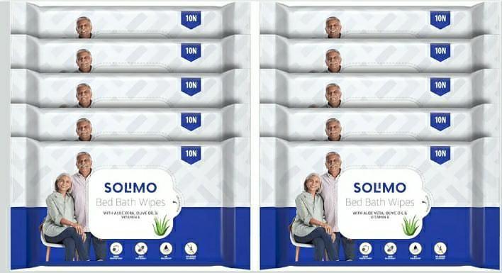 Amazon Brand - Solimo Adult Bed Bath Wipes ,Count 100