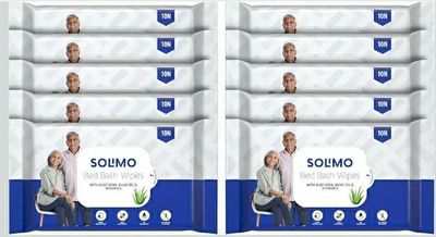 Amazon Brand - Solimo Adult Bed Bath Wipes ,Count 100