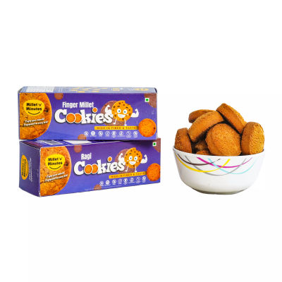 MilletnMinutes Finger Millet (Ragi) Cookies - 100% Natural Millet Snack | No Maida, No Refined Sugar | Gluten-Free, Vegan & High in Calcium & Fiber | 100g Pack