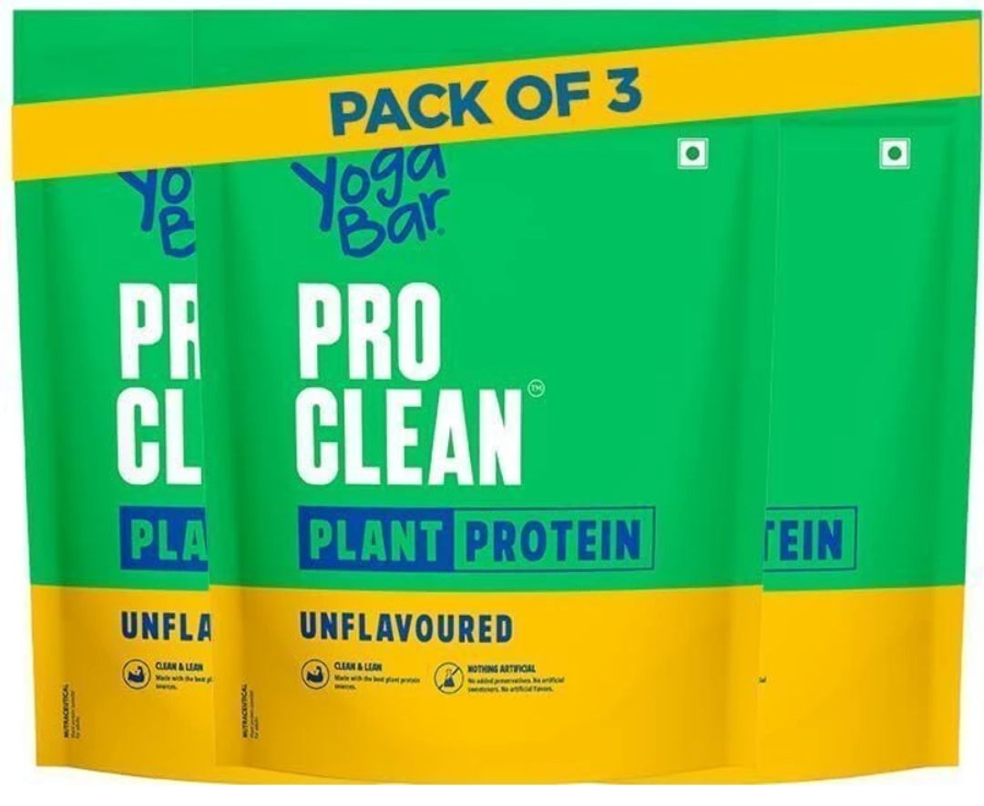 Yogabar Plant Protein Unflavoured 28Gram Protein Per scoop 1.5Kg (500gm×3)